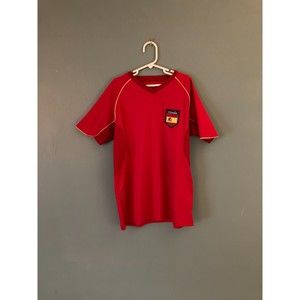 Espana child's red short sleeve soccer shirt v-neck size large